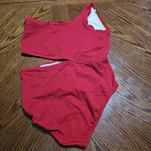 Old Navy Girls Red One Shoulder Waist Cutout Swimsuit XL - Picture 3 of 3